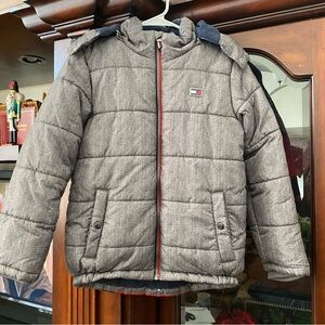 Tommy Hilfiger Boys Puffer Jacket Size M 10-12 Hooded Fleeced Lined Winter Coat